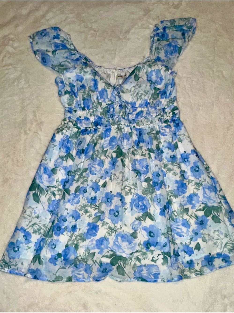 Hollister Blue and Green Floral Sundress